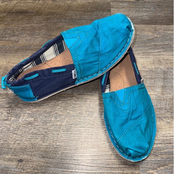 Toms Shoes - TOMS Womens Blue Teal Canvas Slip On Alpargata Flats Shoes Size 7.5